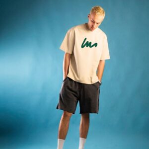cream printed t shirt premium casual wear ( regular fit )